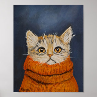 Gatito en un suéter - Impresión Bella Artes para e