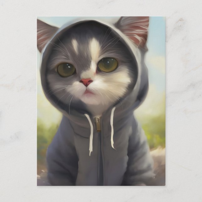 Gatito en una postal de Hoodie (Anverso)