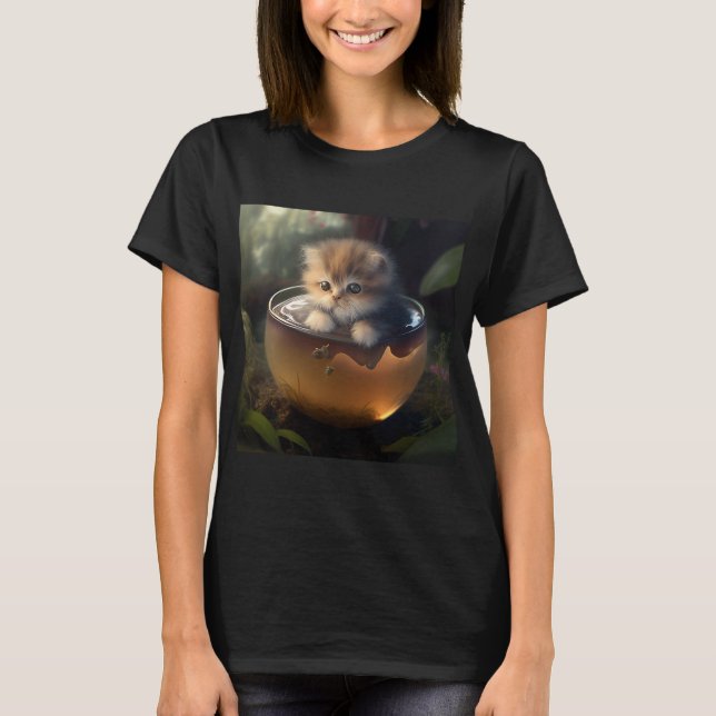Gatito en una taza de té - Camiseta Cat (Anverso)
