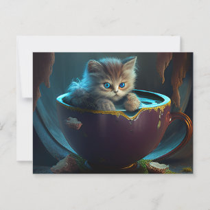 Gatito en una taza de té de marrón - Postales de g