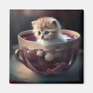 Gatito en una taza de té - imán para gatos