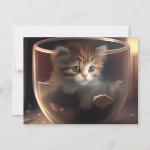 Gatito en una taza de té transparente - Postales p