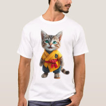 Gatito Encantador en Camiseta de Kimono Amarillo