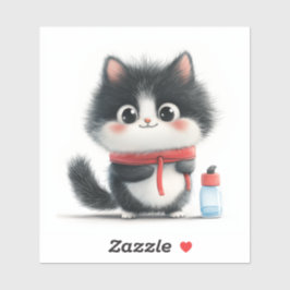 Gatito Entusiasta del Ejercicio – Pegatina de Gato