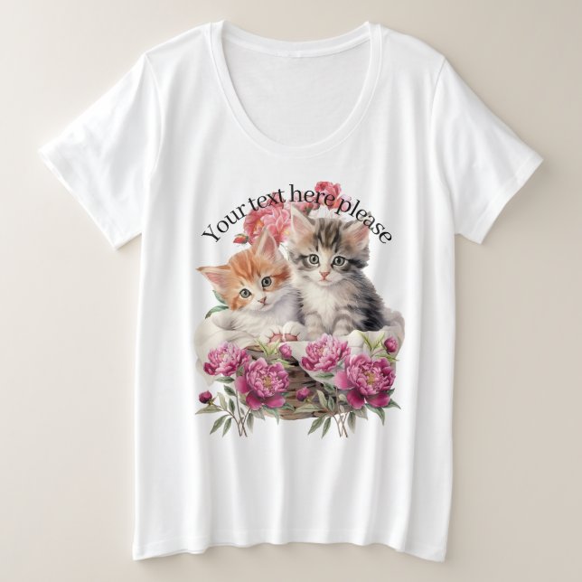 Gatito floral personalizado de moda para ella (Anverso del diseño)