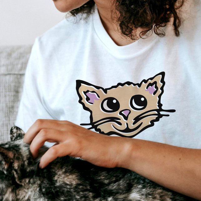 Gatito / gatito cara linda camiseta gráfica feliz (Subido por el creador)