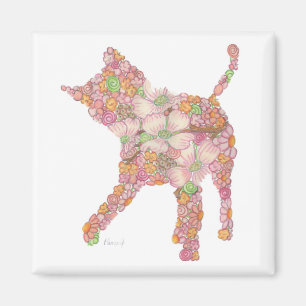 Gatito juguetón en imán rosado