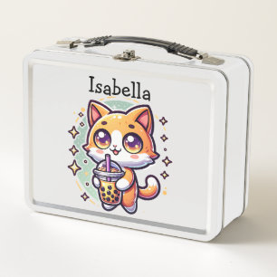 Gatito kawaii con té de burbuja personalizado
