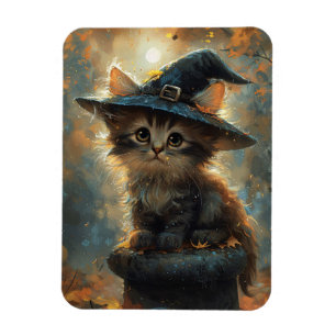 Gatito lindo con imán flexible de Gorra de brujas