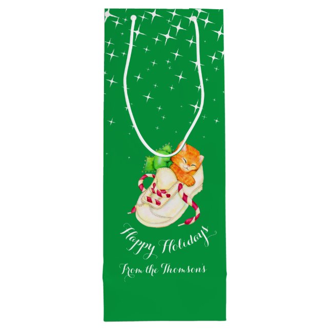 Gatito lindo en una bolsa de regalo para navidades (Reverso)