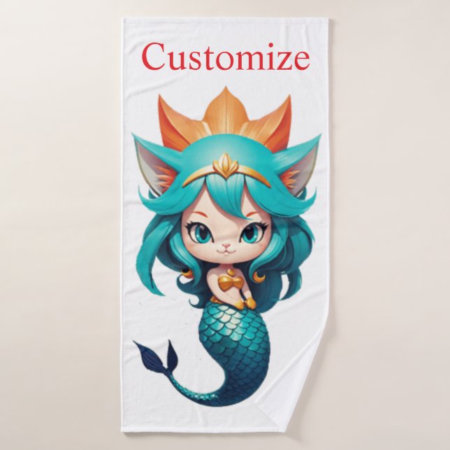 Gatito Lindo Gato Sirena Thunder_Cove (Toalla de baño)