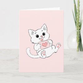 Gatito Lindo y Juguetón Sosteniendo Tarjeta del Co