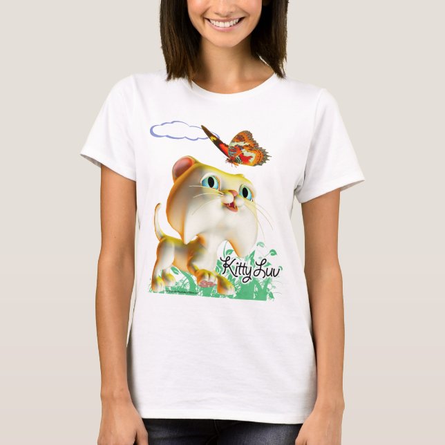 Gatito Luv y mariposa - camiseta (Anverso)