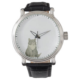 Gatito mirando las manos del reloj - Reloj de gato