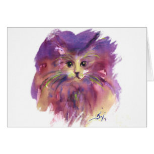 GATITO MORADO, RETRATO DE GATO, PATAS COLORIDAS