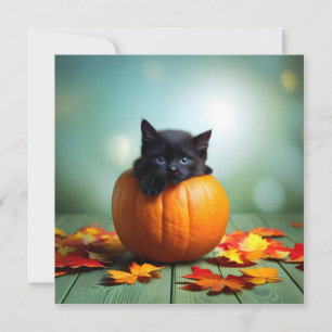 Gatito Negro En Una Calabaza
