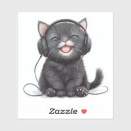 Gatito negro listo para fiestas con Pegatina de au