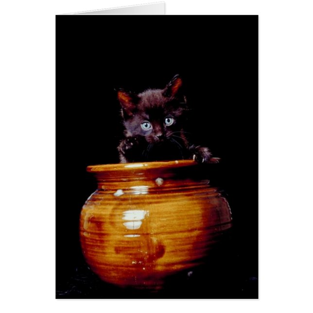 Gatito negro saliendo de la tarjeta Jar de Cerámic (Frente)