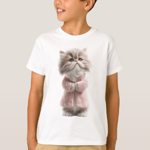Gatito Persa Esponjoso con Jersey Rosa para Niños