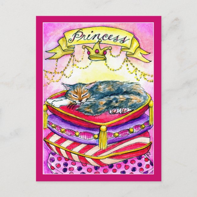 Gatito Princesa Gatito en postal rosa (Anverso)