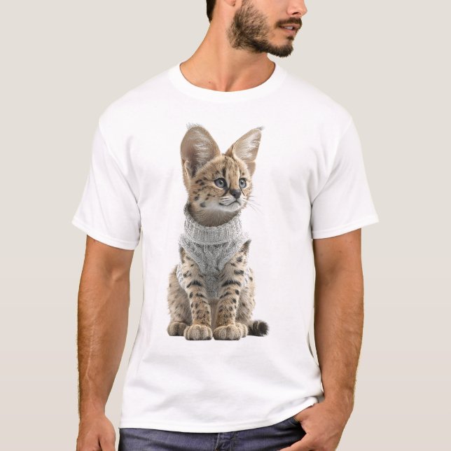 Gatito Serval Adorable en Jersey de Punto (Anverso)
