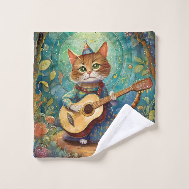 Gatito tocando la guitarra (Toallita)