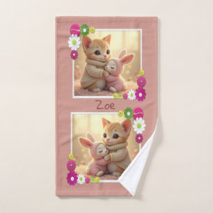 Gatito y pequeño conejito adorable, personalizado