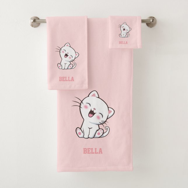 Gatito y texto de nombre en rosa claro (In situ)