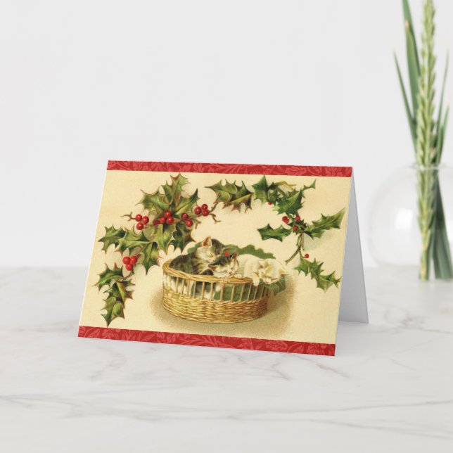 Gatitos Acogedores en Navidad Restaurado Vintage (Anverso)