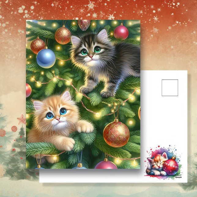 Gatitos bonitos en el árbol de Navidad (Subido por el creador)