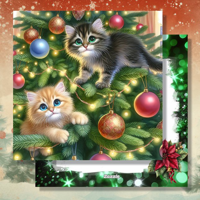 Gatitos bonitos en el árbol de Navidad personaliza (Subido por el creador)