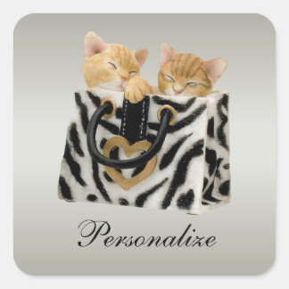 Gatitos cortos en Pegatinas de bolsos de impresión