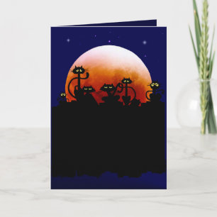 Gatitos de Halloween y tarjeta de la luna de