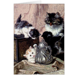 gatitos de los gatos que juegan la pintura antigua