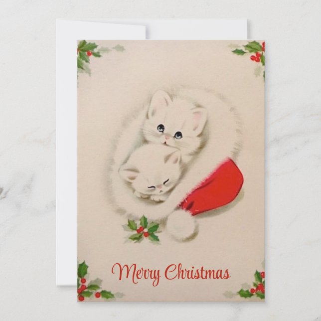 Gatitos de Navidad vintage en Santa Hat (Anverso)