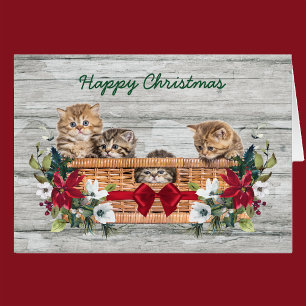 Gatitos de Navidades felices en cesta