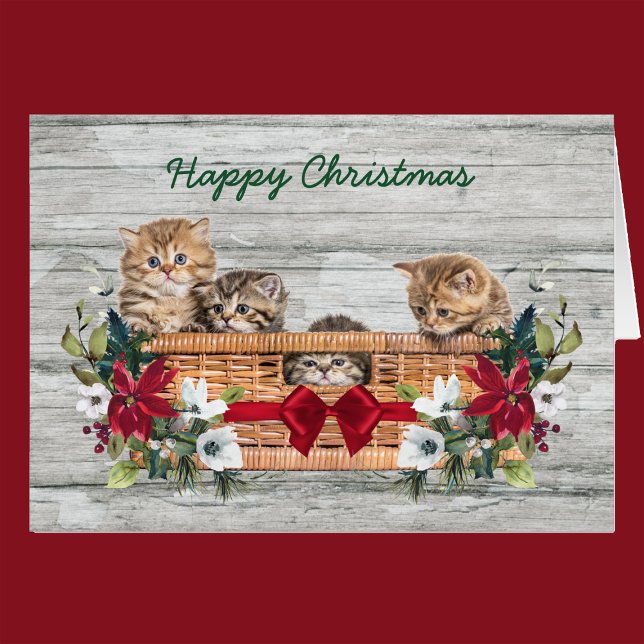 Gatitos de Navidades felices en cesta (Subido por el creador)