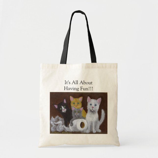 Gatitos divirtiéndose con la bolsa de la tota (Frente)