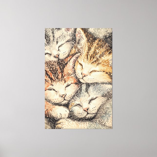 Gatitos durmientes - Arte de puntillismo (Anverso)