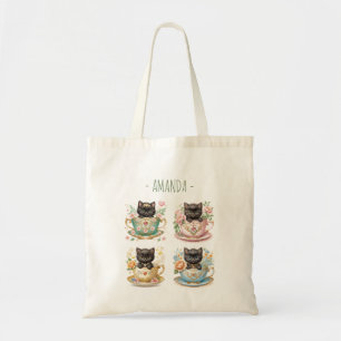 Gatitos elegantes en té - bolsa de té con nombre