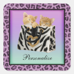 Gatitos en Pegatinas de impresión de leopardo pú