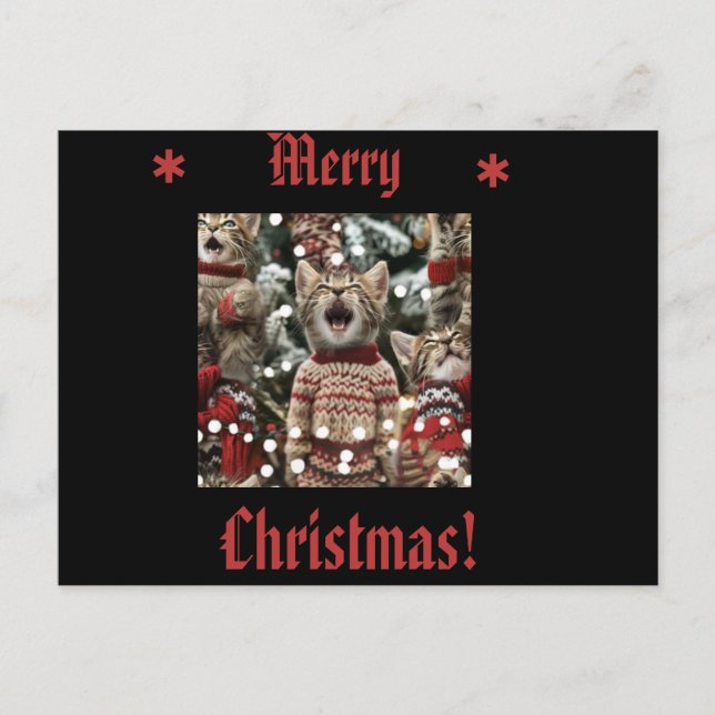 Gatitos En Sudaderos Cantando O' Árbol De Navidad  (Anverso)