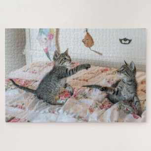 gatitos jugando al puzzle