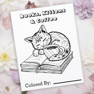Gatitos, libros y café Página Color Me