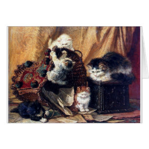 Gatitos que juegan con la pintura de la antigüeda