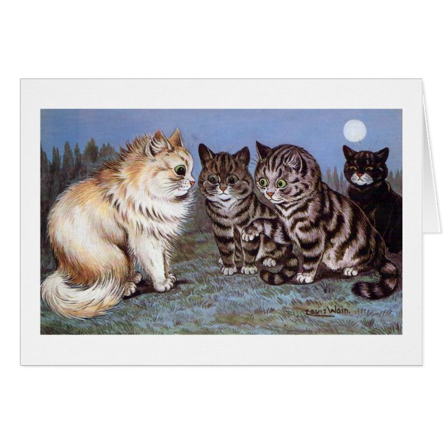 Gatitos reunidos a la luz de la luna, Louis Wain (Anverso (Horizontal))
