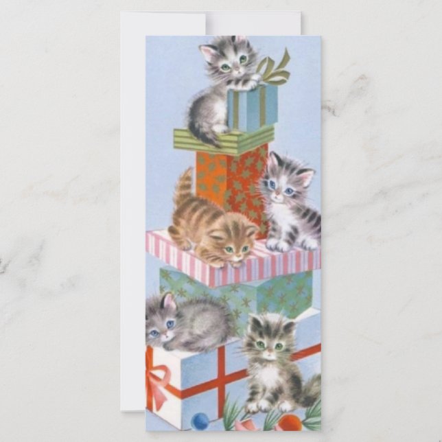 Gatitos vintage de Navidad en regalos de Navidad (Anverso)