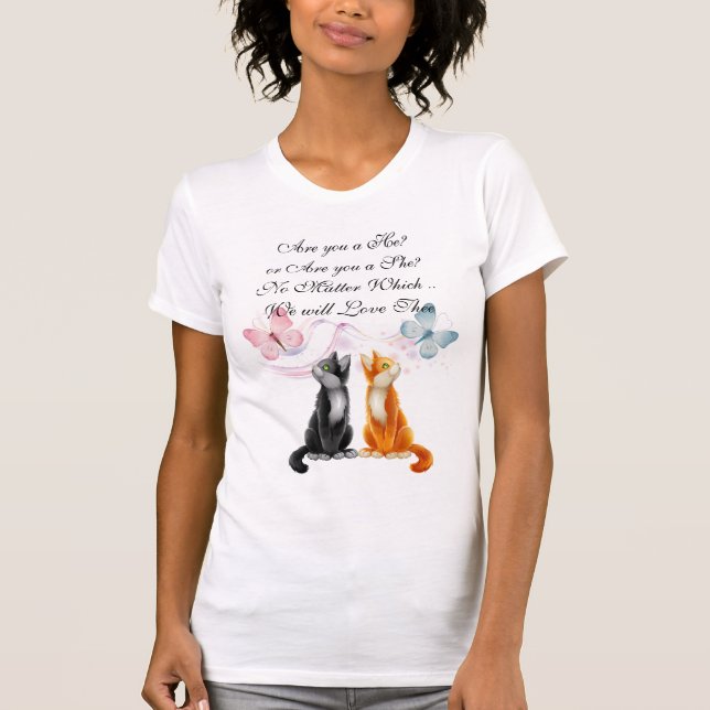 Gatitos y mariposas esperando camiseta (Anverso)