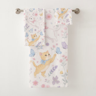 Gatitos y Mariposas Florales Pastel Adorables