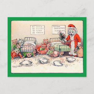 Gatitos y Santa Gato, postal Louis Wain